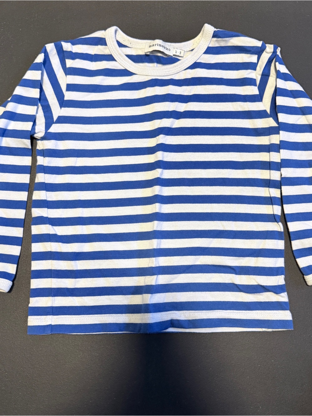 Marimekko Blue and White Striped Long Sleeve Top